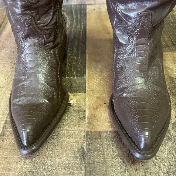 Los Altos Vintage Handmade Ostrich Leg Brown Cowboy Boots Mens 9 D