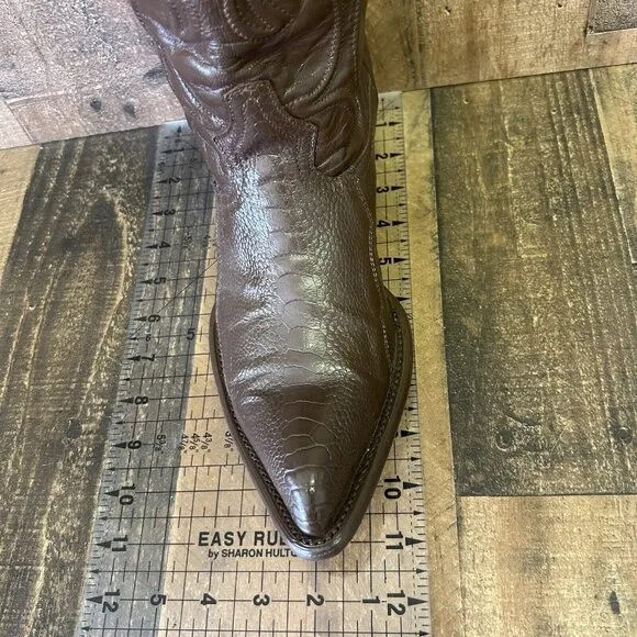 Los Altos Vintage Handmade Ostrich Leg Brown Cowboy Boots Mens 9 D