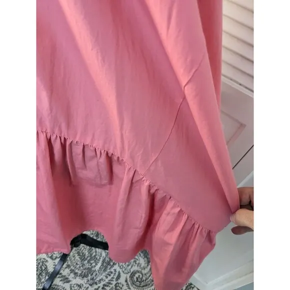 Love The Label Womens sz L Mini Poppy Dress Coral Pink Smocking Barbie Boho Chic