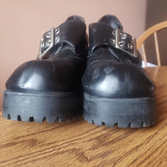 Lower East Side Vintage 90s Black Chunky lug sole Platform Steampunk Goth 5.5