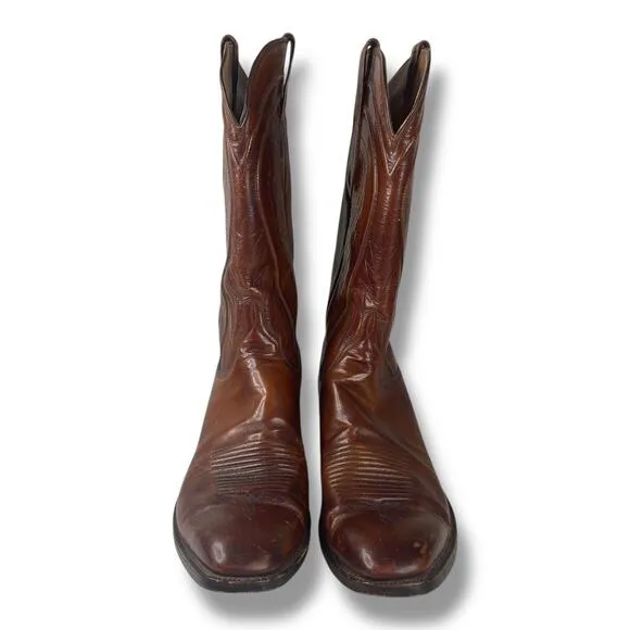 Lucchese Brown Leather Vintage Western Cowboy Boots 2083 Men's 12D