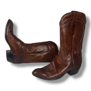 Lucchese Brown Leather Vintage Western Cowboy Boots 2083 Men's 12D