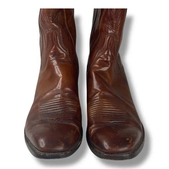 Lucchese Brown Leather Vintage Western Cowboy Boots 2083 Men's 12D