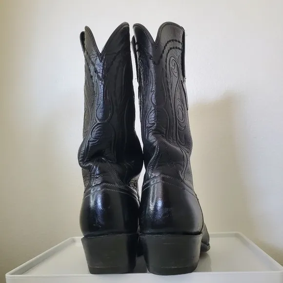 Lucchese Classics Handmade Men's Vintage Black Leather Western Cowboy Boots