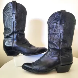 Lucchese Classics Handmade Men's Vintage Black Leather Western Cowboy Boots