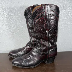 Lucchese Classics Vintage Mens 11 D Western Boots Goatskin Black Cherry L6608