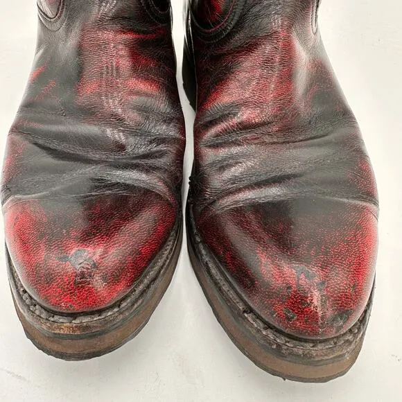 Lucchese Men's Vintage Cherry Leather L6749 Wedge Heel Cowboy Boots Size 8D