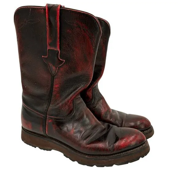 Lucchese Men's Vintage Cherry Leather L6749 Wedge Heel Cowboy Boots Size 8D