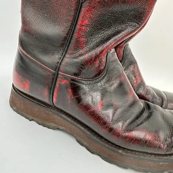 Lucchese Men's Vintage Cherry Leather L6749 Wedge Heel Cowboy Boots Size 8D