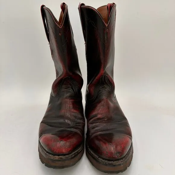 Lucchese Men's Vintage Cherry Leather L6749 Wedge Heel Cowboy Boots Size 8D