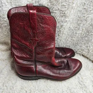 Lucchese Vintage Black Cherry‎ Burgundy Leather Mens Western Boots sz 10.5 D