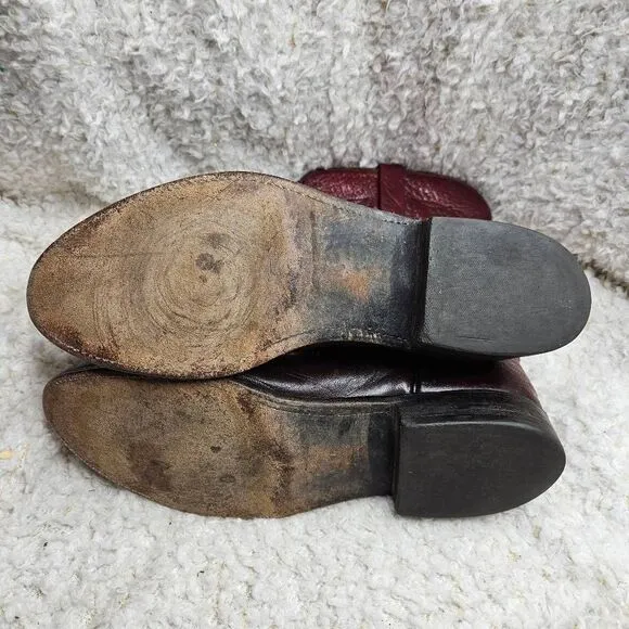 Lucchese Vintage Black Cherry‎ Burgundy Leather Mens Western Boots sz 10.5 D