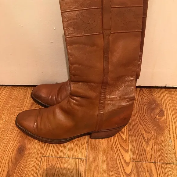 Luchese cowboy boots / women’s caramel/ brown colored leather / Custom m…