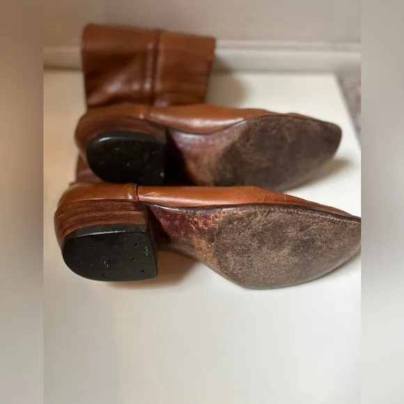 Luchese cowboy boots / women’s caramel/ brown colored leather / Custom m…