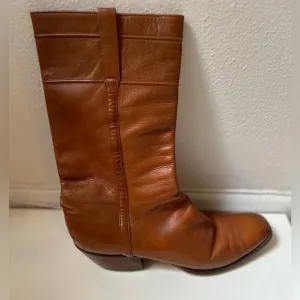 Luchese cowboy boots / women’s caramel/ brown colored leather / Custom m…