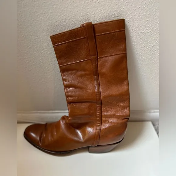 Luchese cowboy boots / women’s caramel/ brown colored leather / Custom m…