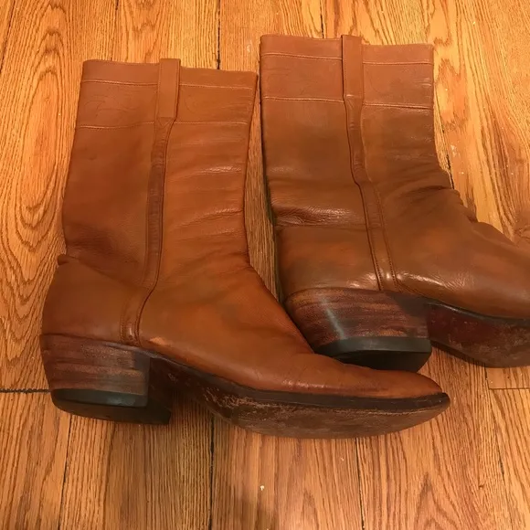 Luchese cowboy boots / women’s caramel/ brown colored leather / Custom m…