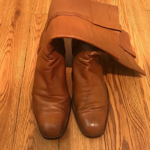 Luchese cowboy boots / women’s caramel/ brown colored leather / Custom m…