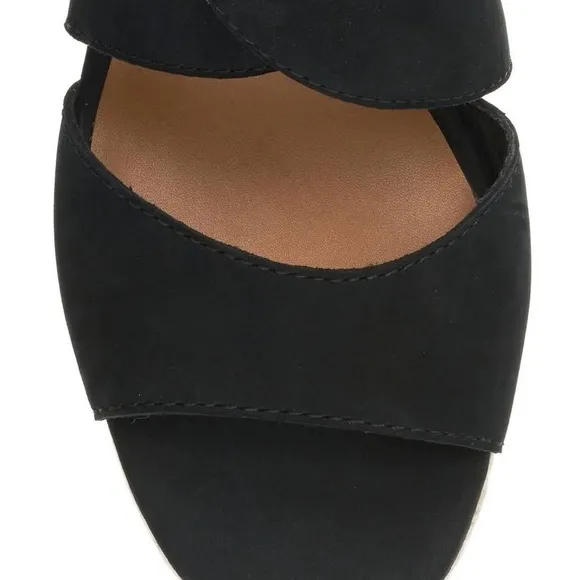 LUCKY BRAND MENDONA SUEDE LEATHER ESPADRILLE WEDGE SANDALS BLACK NIB SZ 9.5