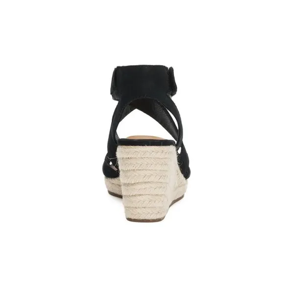 LUCKY BRAND MENDONA SUEDE LEATHER ESPADRILLE WEDGE SANDALS BLACK NIB SZ 9.5