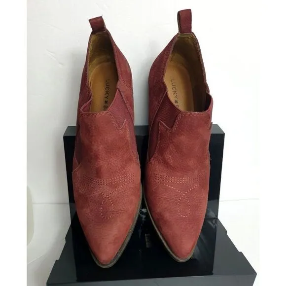 Lucky Brand Women's Ankle Boots 7 Joelle Leather Suede Western Sz 7 NWOT