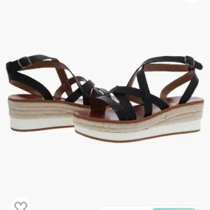 🍀Lucky Brand Women's Jasmei Leather Strappy Espadrille Wedge Sandals Siz