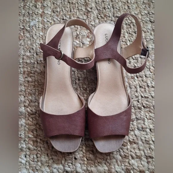 Lucky brand zashti leather wedge sandals sz 9.5 boho chic western trabel Cruise