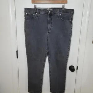 Madewell Black Perfect Vintage Distressed Straight High Rise Jeans Size 33