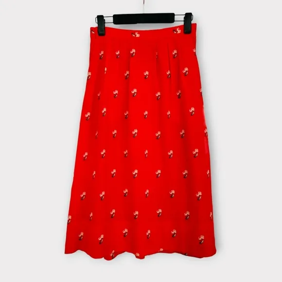 Madewell Broadway &amp; Broome Ellsworth 100% Silk Rosebud Floral Print Midi Skirt 2
