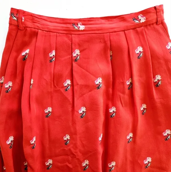 Madewell Broadway &amp; Broome Ellsworth 100% Silk Rosebud Floral Print Midi Skirt 2