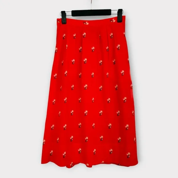 Madewell Broadway &amp; Broome Ellsworth 100% Silk Rosebud Floral Print Midi Skirt 2