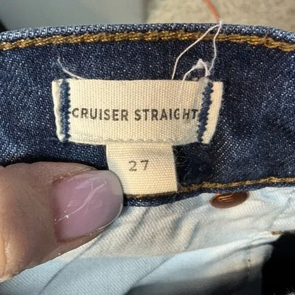 Madewell Cruiser Straight Cropped Ankle High Rise Jean Dark Wash Denim Size 27