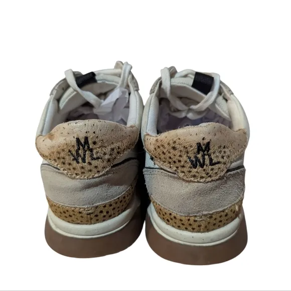 MADEWELL Kickoff Trainer Sneakers White Leather Spot Mix Calf Hair 7 Preppy