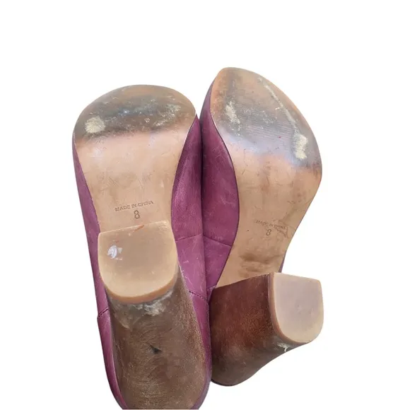 Madewell Maroon Heels Chunky Block