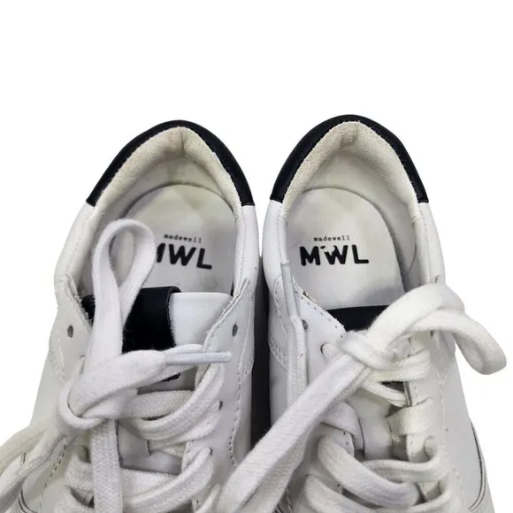 Madewell MWL Court Sneakers in White and Black Leather Women's Size‎ 8.5 Shoes