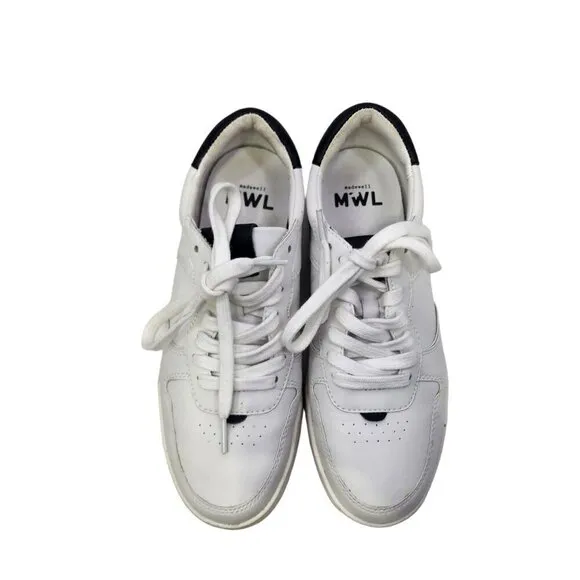 Madewell MWL Court Sneakers in White and Black Leather Women's Size‎ 8.5 Shoes