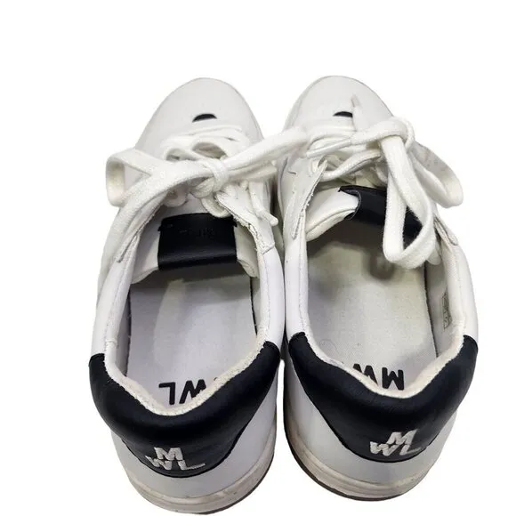 Madewell MWL Court Sneakers in White and Black Leather Women's Size‎ 8.5 Shoes