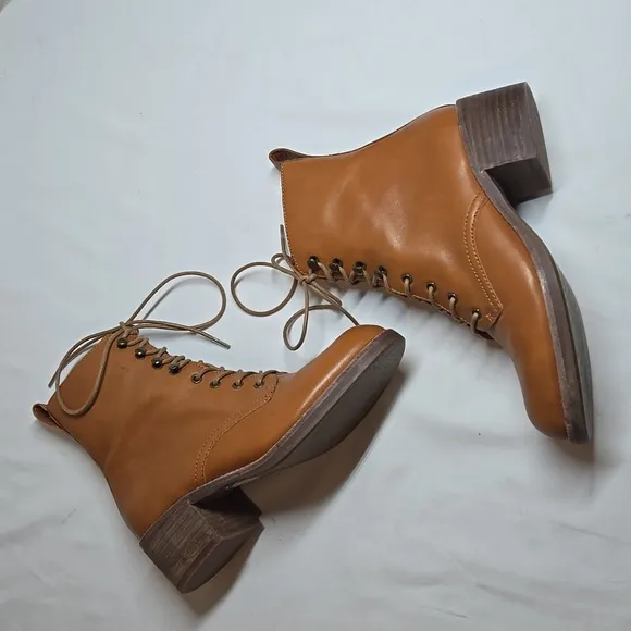 Madewell Patti Lace-up Boots English Saddle Womens Size 6
