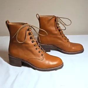 Madewell Patti Lace-up Boots English Saddle Womens Size 6