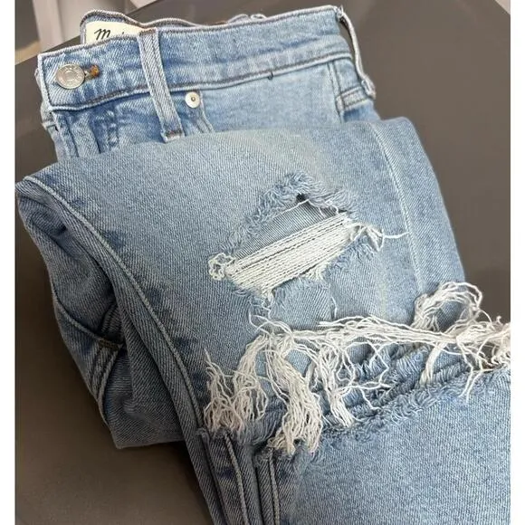 Madewell Perfect Vintage High Waisted Distressed Jeans Size 28 Light Wash 90s