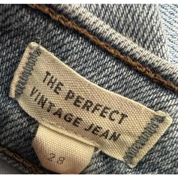 Madewell Perfect Vintage High Waisted Distressed Jeans Size 28 Light Wash 90s