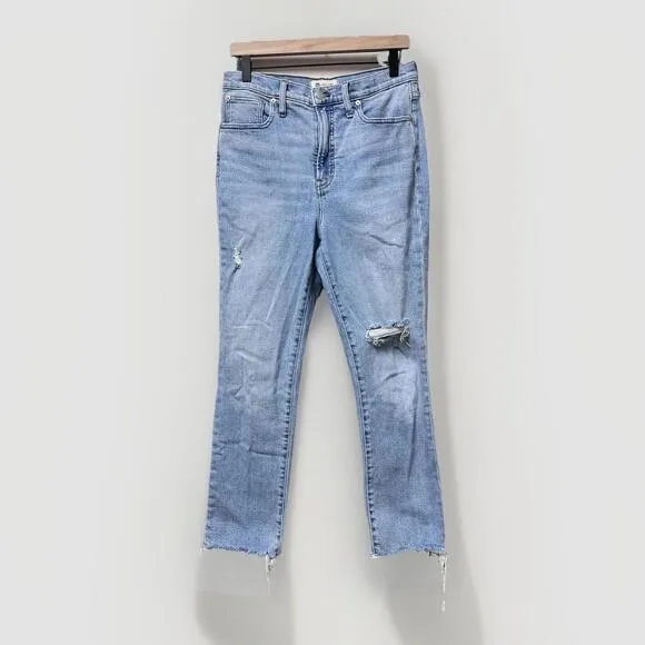 Madewell Perfect Vintage High Waisted Distressed Jeans Size 28 Light Wash 90s
