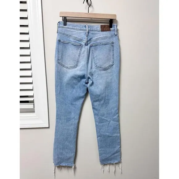Madewell Perfect Vintage High Waisted Distressed Jeans Size 28 Light Wash 90s