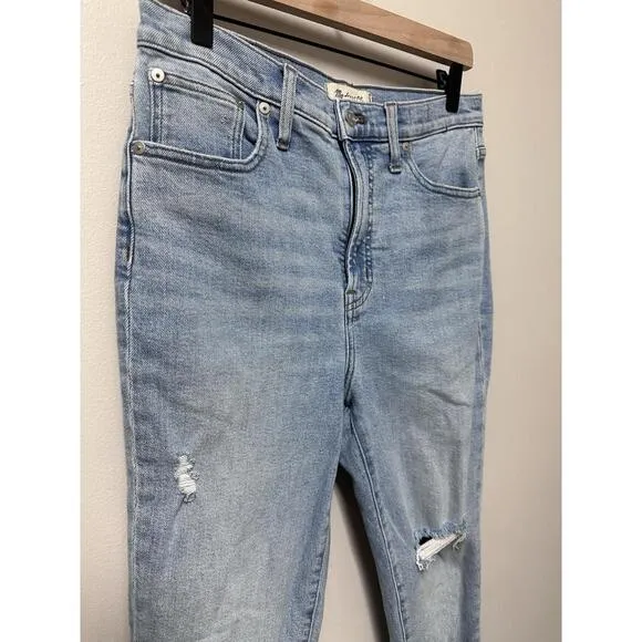Madewell Perfect Vintage High Waisted Distressed Jeans Size 28 Light Wash 90s