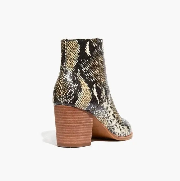 Madewell Rosie Snakeskin Heeled Booties Ankle Boots Neutral Boho Python 7 New
