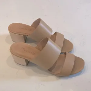 Madewell The Kiera Mule Sandal Tan block heel two strap Heeled Shoes size 8