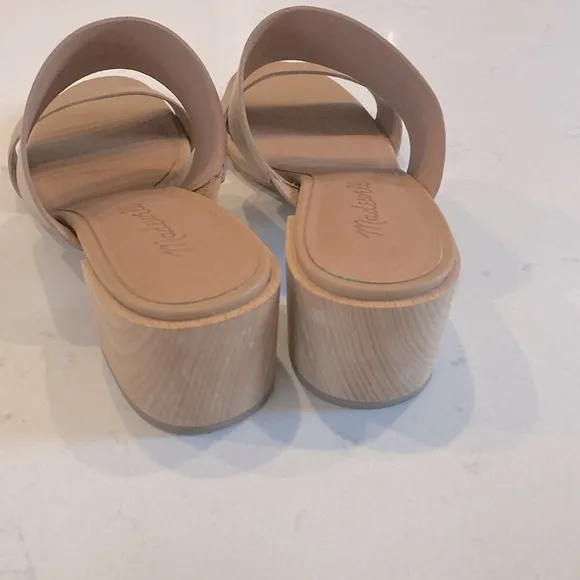 Madewell The Kiera Mule Sandal Tan block heel two strap Heeled Shoes size 8