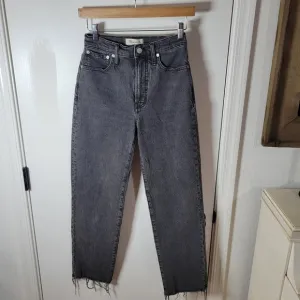 Madewell The Perfect Vintage Straight Distressed Jeans with Fringed Hem 24