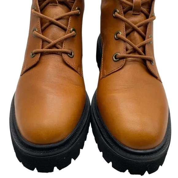 Madewell Womens Shoes Rayna Lace Up Boot Sz 11 Brown Leather Mid-Calf Casual Lug