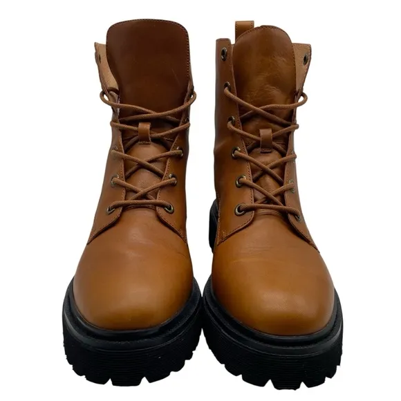 Madewell Womens Shoes Rayna Lace Up Boot Sz 11 Brown Leather Mid-Calf Casual Lug